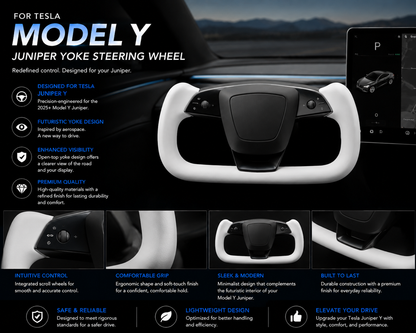 Yoke Steering Wheel for Tesla Model Y (2025+ Juniper)/ Model 3 Highland (2024+))