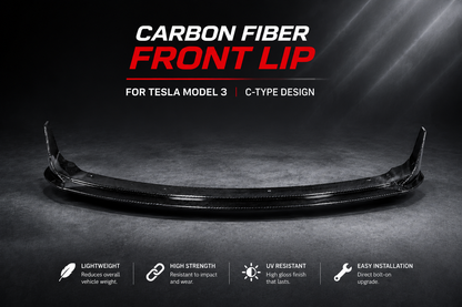 Real Dry Carbon Fiber Front Lip for Tesla Model 3 2017-2023