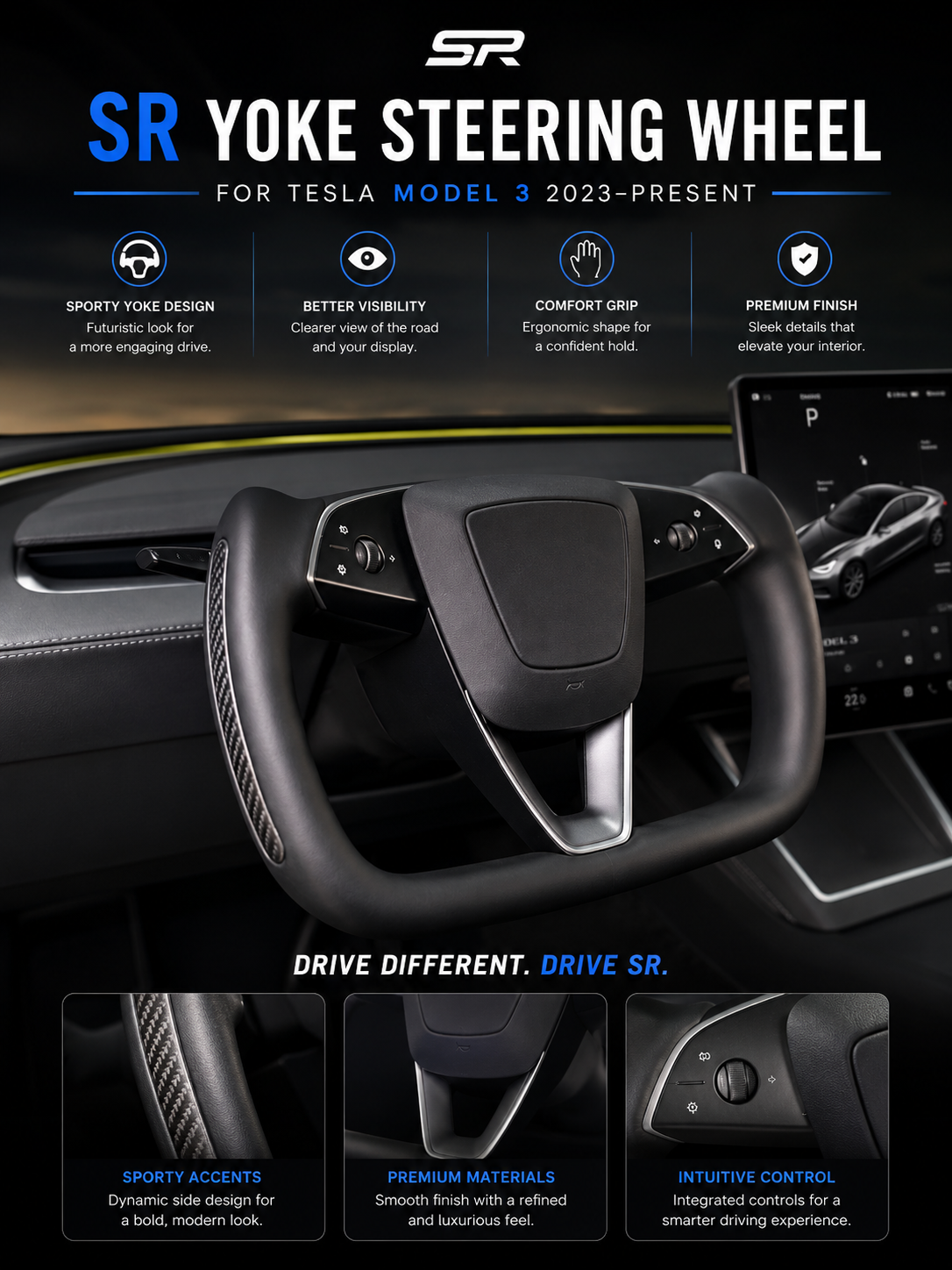 Yoke Steering Wheel for Tesla Model 3 (2023–Present)
