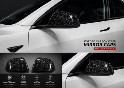 Real Dry Carbon Fiber Mirror Covers for Tesla Model Y & Model 3