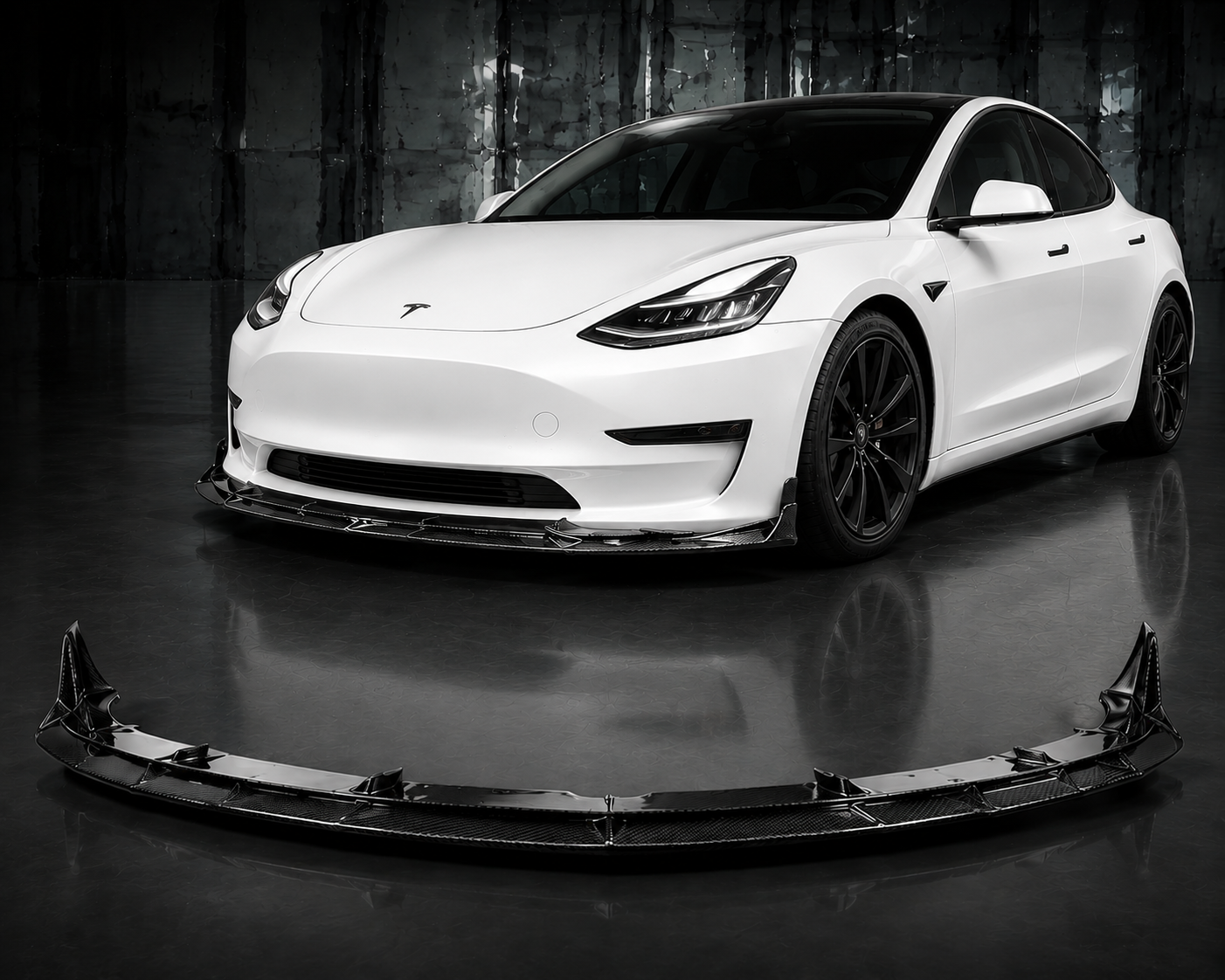 Real Dry Carbon Fiber Front Lip for Tesla Model 3 2017-2023