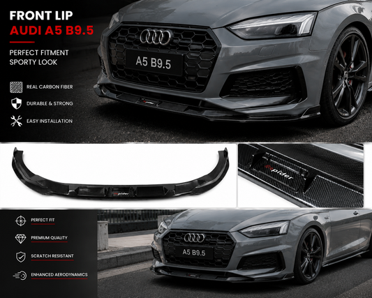 Real Dry Carbon Fiber Front Lip for Audi A5 / S5 B9.5 (2020-2025)