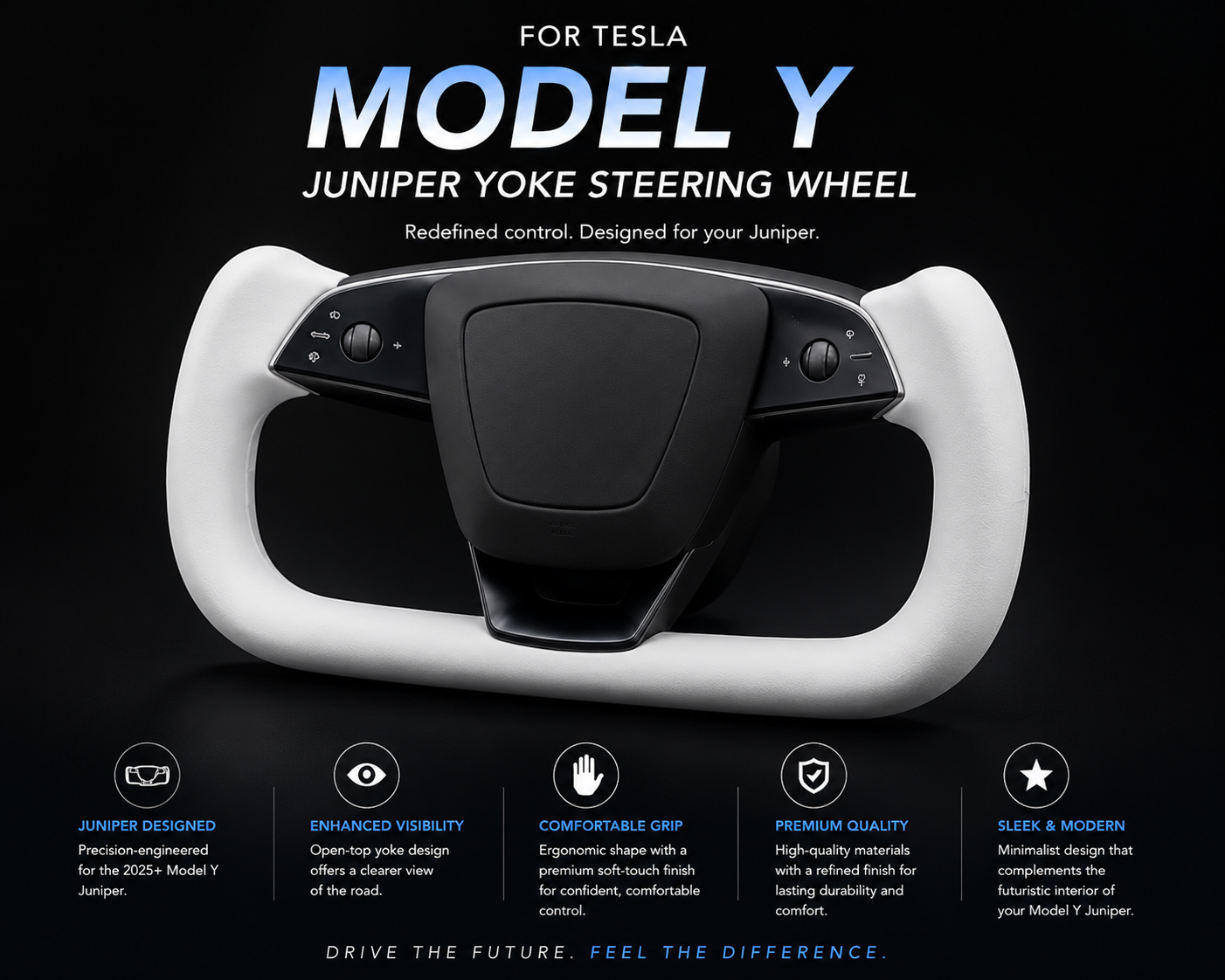 Yoke Steering Wheel for Tesla Model Y (2025+ Juniper)/ Model 3 Highland (2024+))