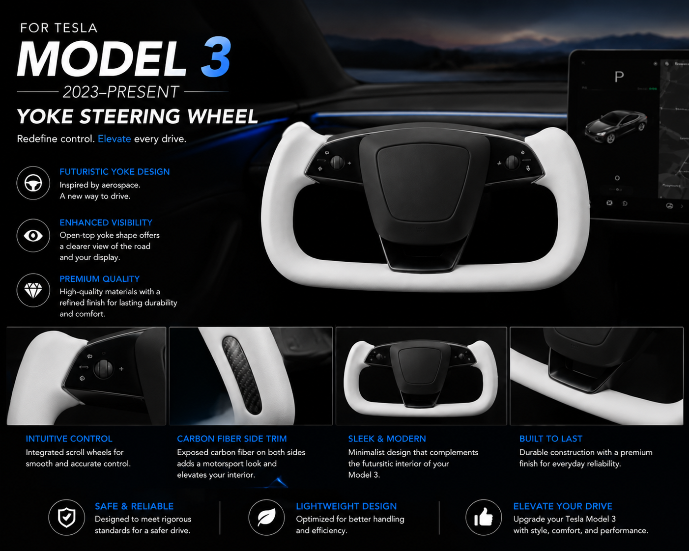 Yoke Steering Wheel for Tesla Model 3 (2023–Present)