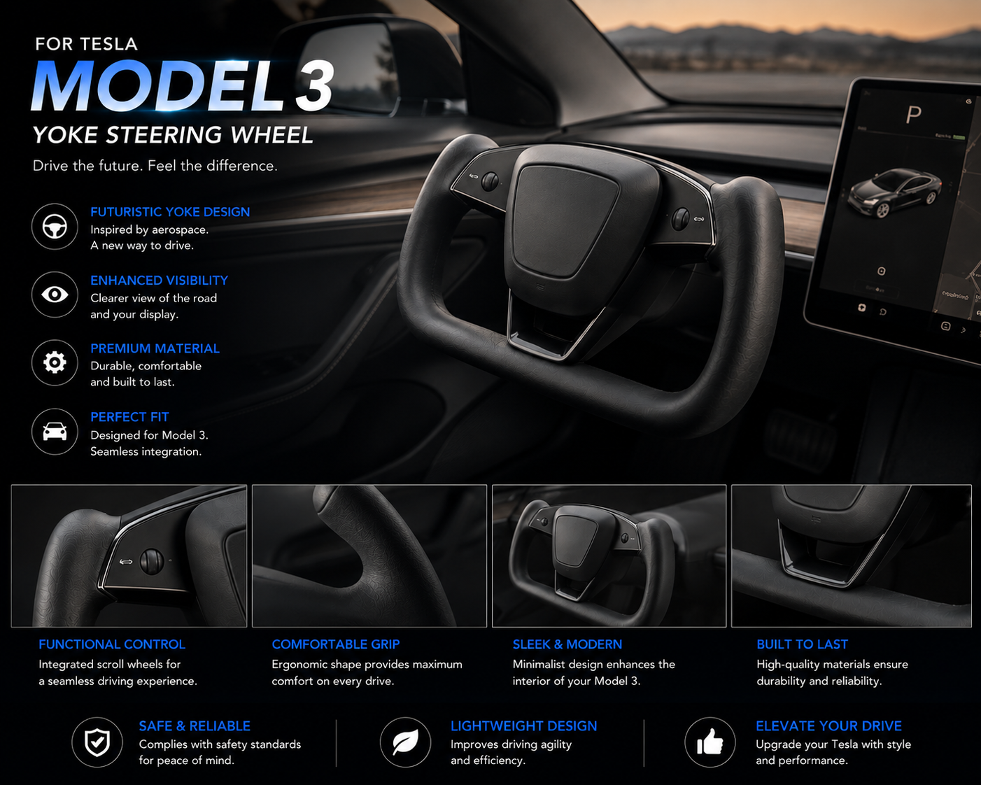 Yoke Steering Wheel for Tesla Model 3 (2023–Present)