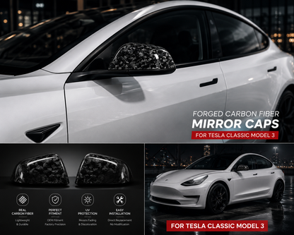 Real Dry Carbon Fiber Mirror Covers for Tesla Model Y & Model 3
