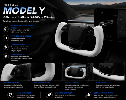 Yoke Steering Wheel for Tesla Model Y (2025+ Juniper)/ Model 3 Highland (2024+))