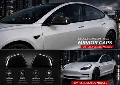 Real Dry Carbon Fiber Mirror Covers for Tesla Model Y & Model 3