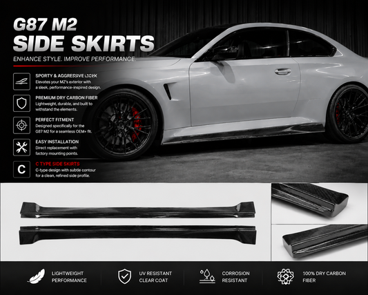 Real dry carbon fiber C Type Side Skirts for BMW M2 (G87)