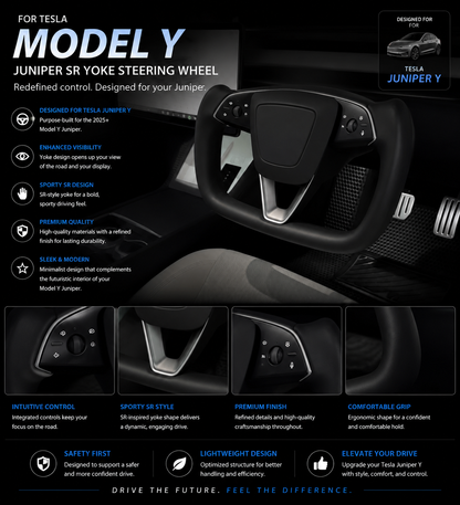 Yoke Steering Wheel for Tesla Model Y (2025+ Juniper)/ Model 3 Highland (2024+))